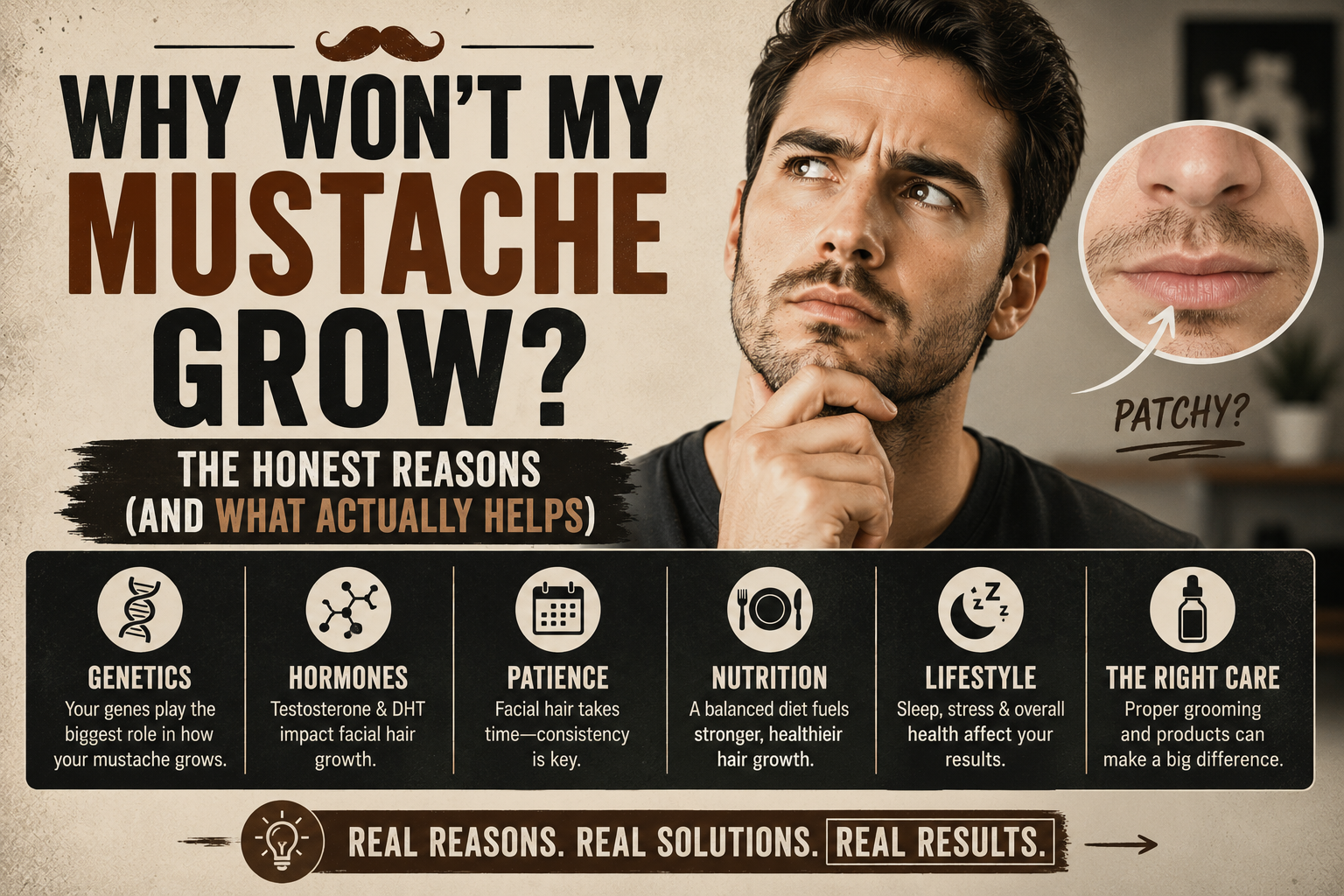 Why Won’t My Mustache Grow? The Honest Reasons (and What Actually Helps)