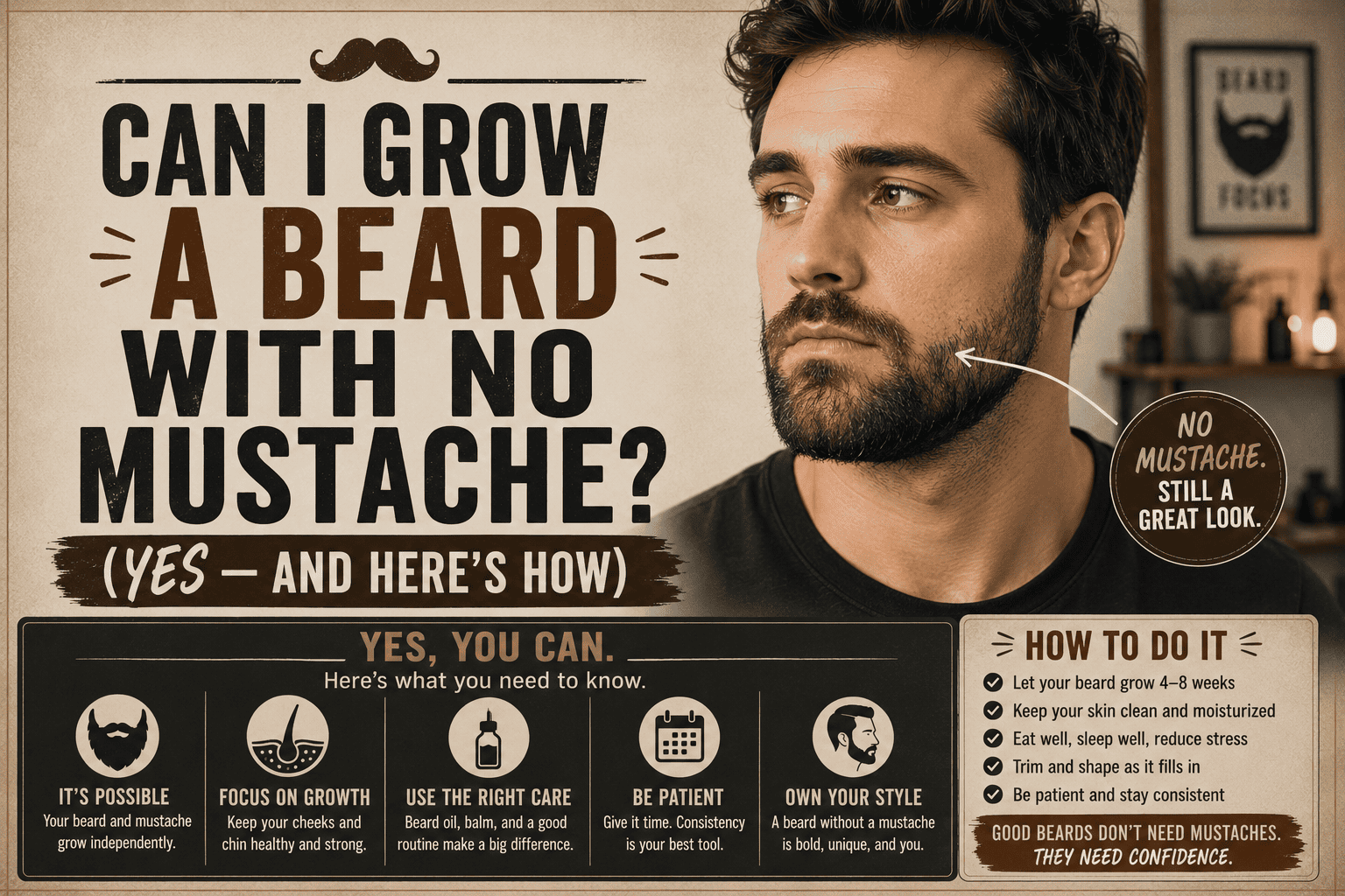 Can I Grow a Beard With No Mustache? (Yes — and Here’s How)