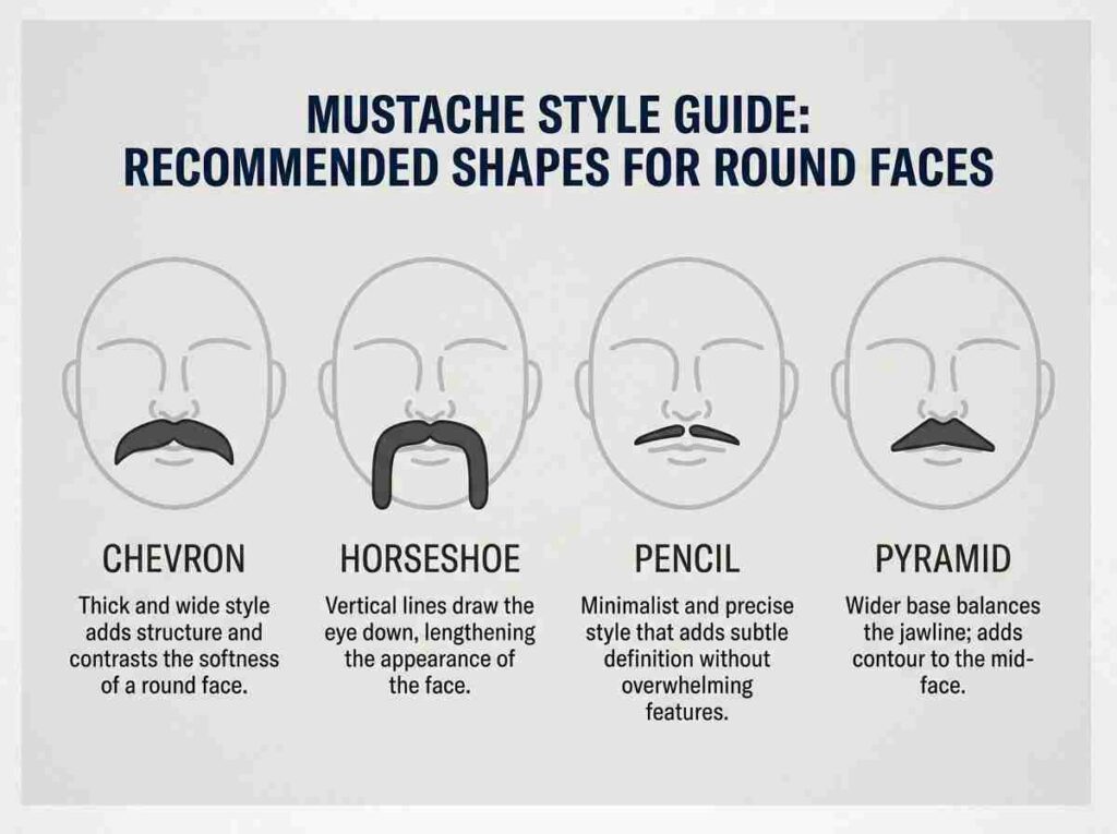 Best Mustache Styles for a Round Face (and What to Avoid)